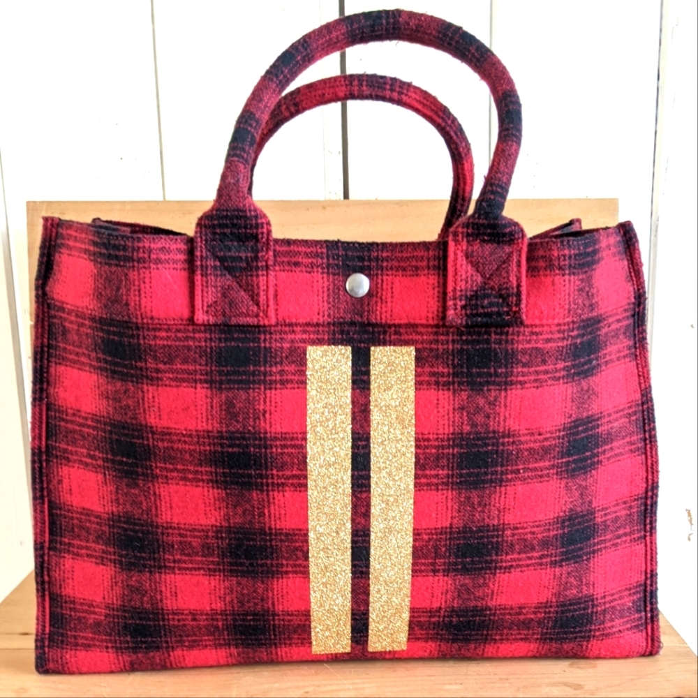 Koala Kanvas East/West Buffalo Plaid Weekender Tote NWOT